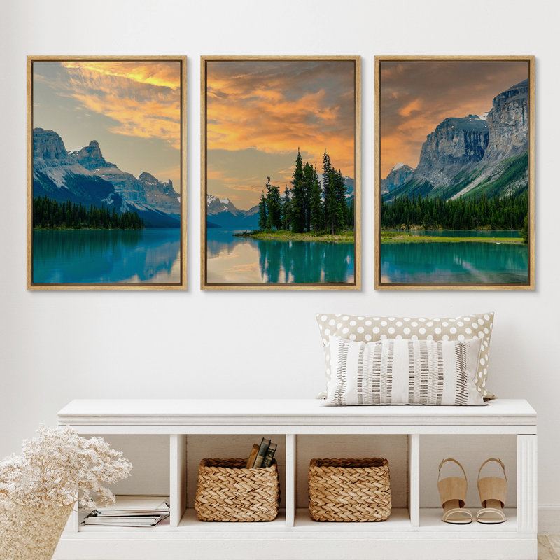 IDEA4WALL Yellow Sunset Cloud Mountain Lake Forest Nature